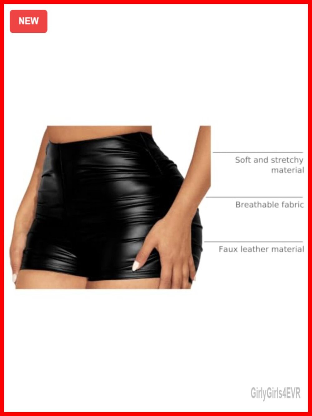 Faux Leather Mini Shorts High Rise Ruched Going Out Club Rave - Picture 3 of 6